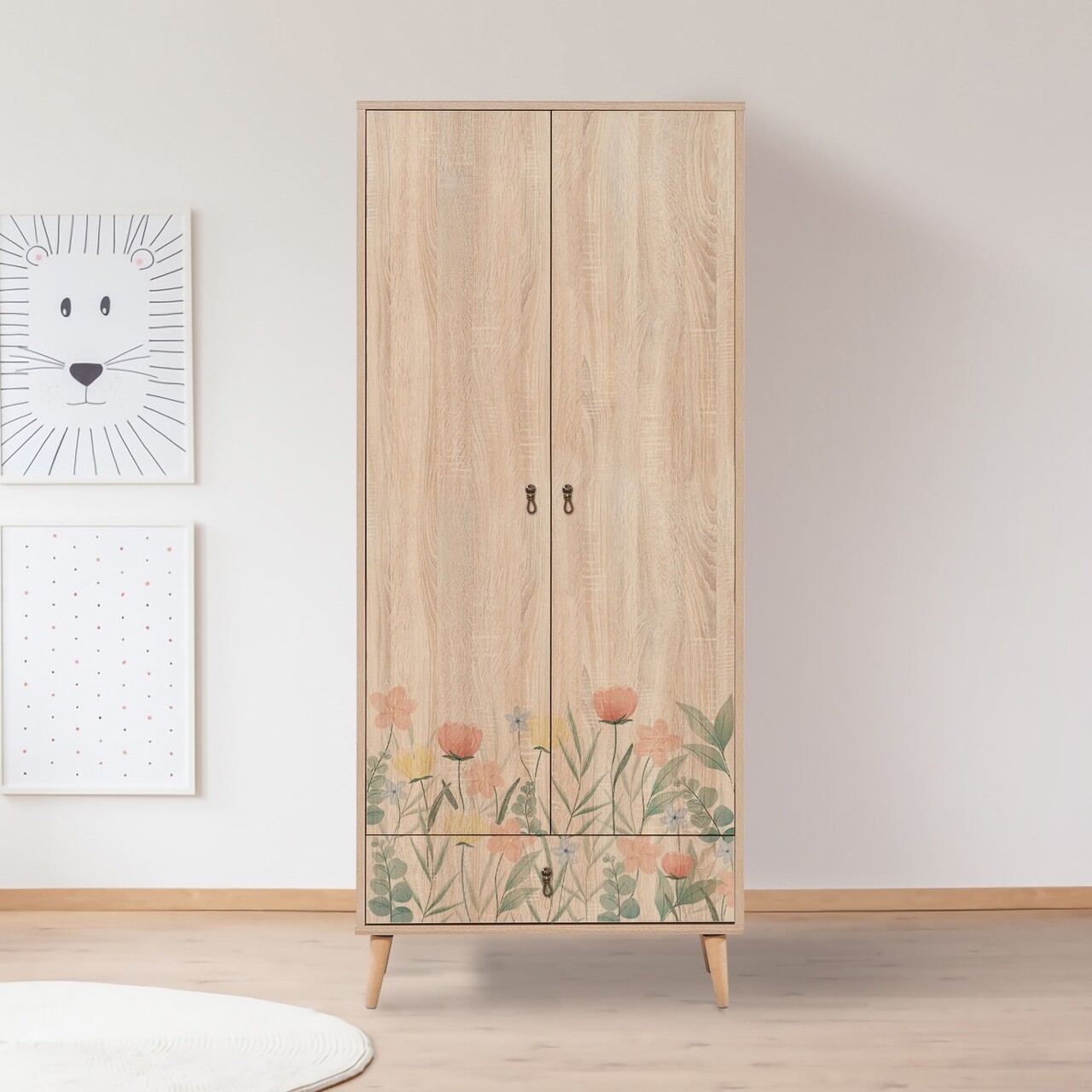 Dulap pentru haine, Vella, City Tulip, 80 x 190 x 45 cm, pal melaminat, multicolor - imagine 5